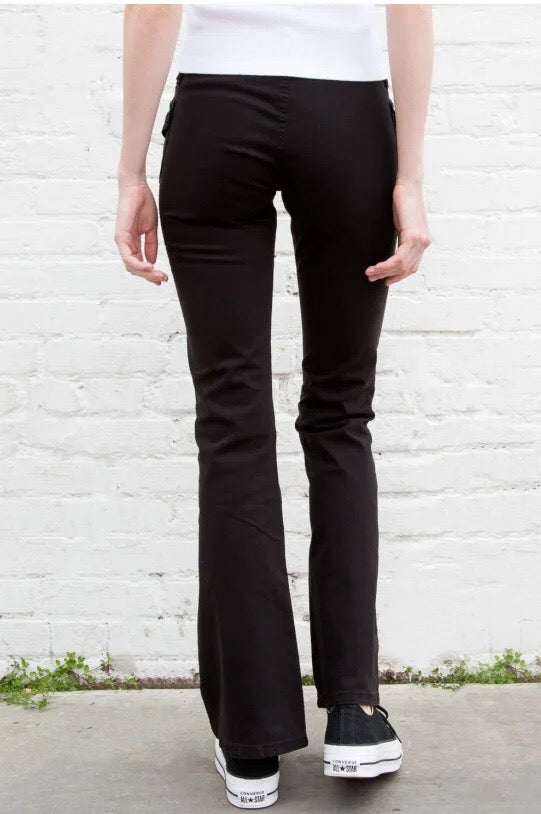 Double waistline black jeans for ladies