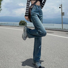 Loose Straight High Stretch Fashion Denim Jeans