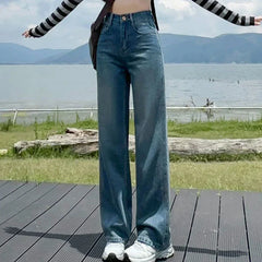 Loose Straight High Stretch Fashion Denim Jeans