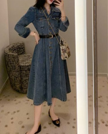 Raw hem vintage denim dress