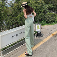 Retro Thin Purple Wide Leg Straight Denim Jeans