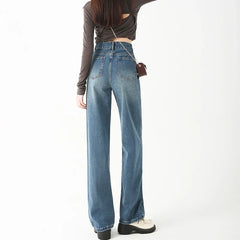 Vintage Washed Straight Loose Wide Leg Denim Jeans