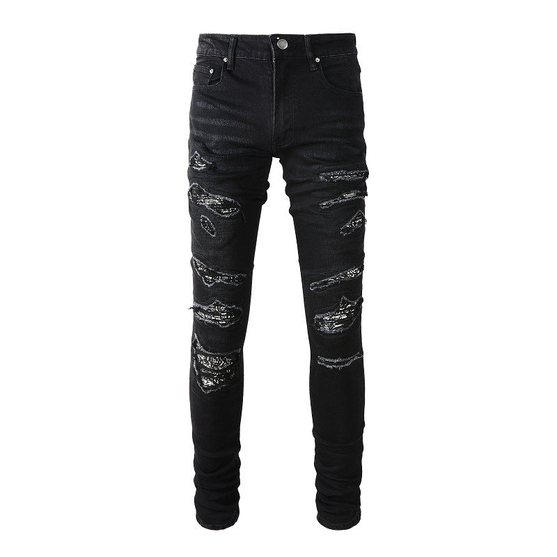 Stylish distressing skinny men jeans