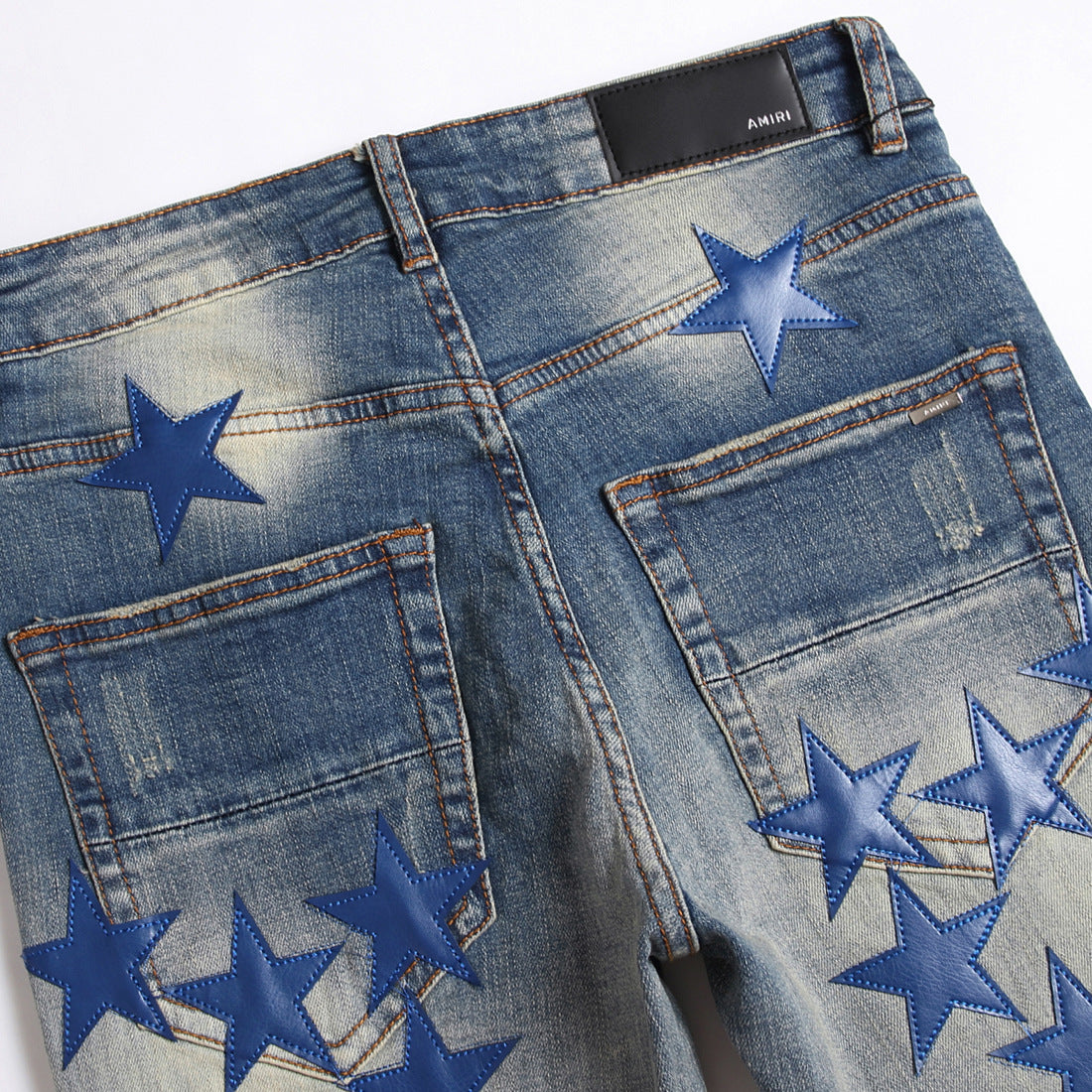 Blue stars embroidery men jeans