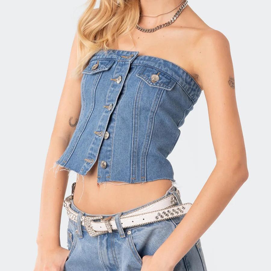 Slimming corset denim vest