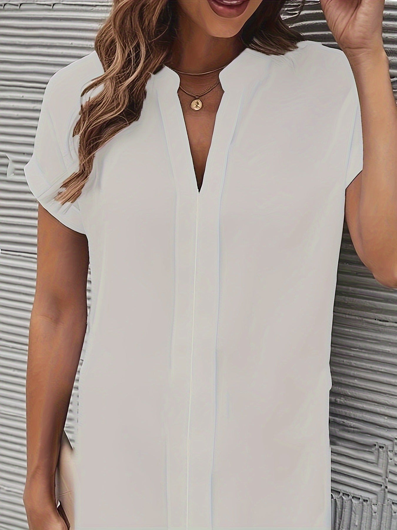 Light Solid Color Short Sleeve Dress