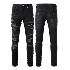 Stylish distressing skinny men jeans