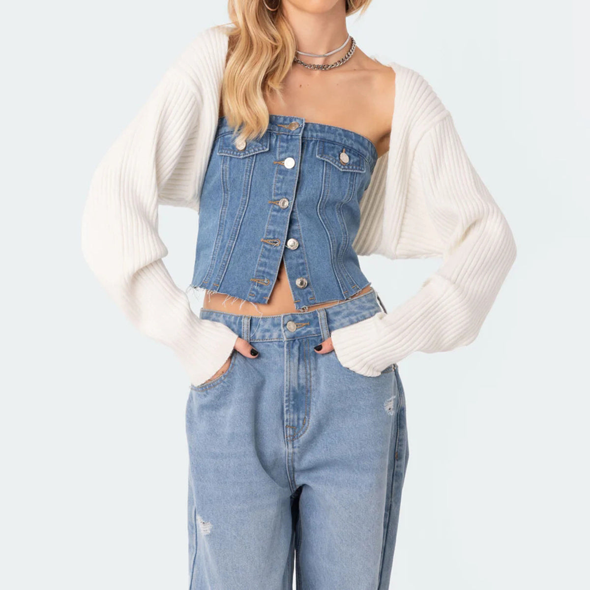 Slimming corset denim vest