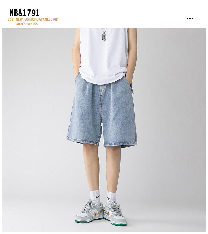 Light blue men jeans shorts