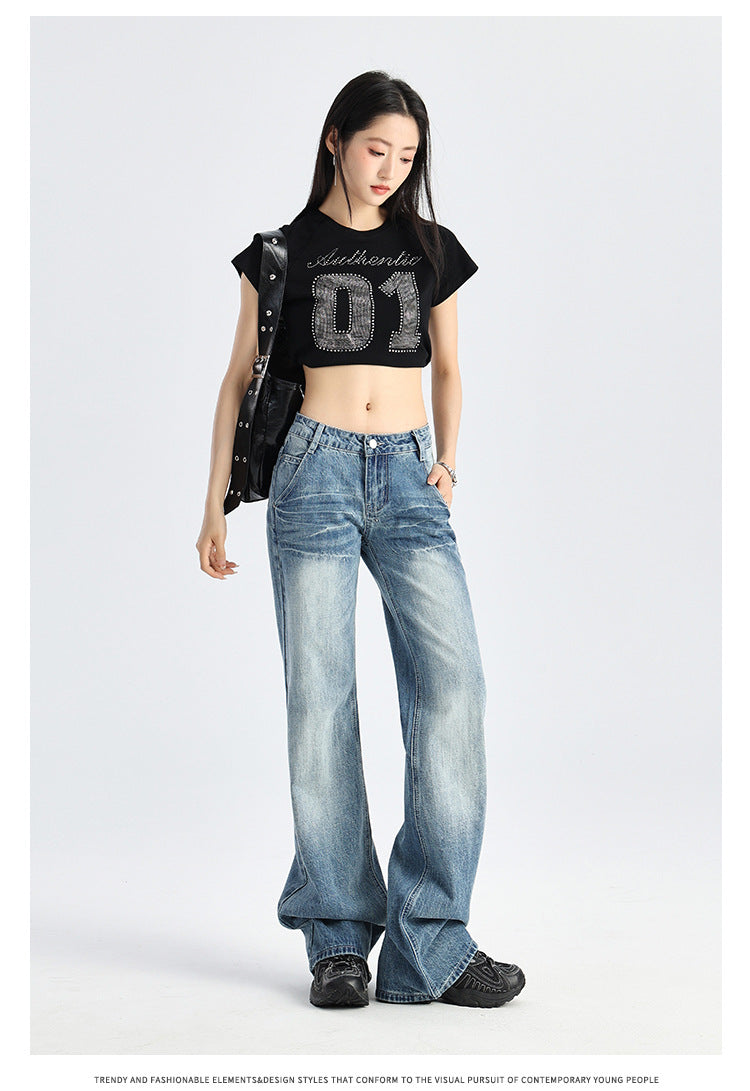 Loose straight-leg flared trousers
