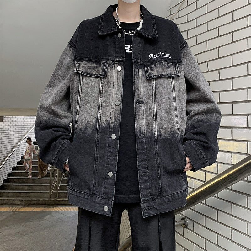 Color oversized jean jacket for men