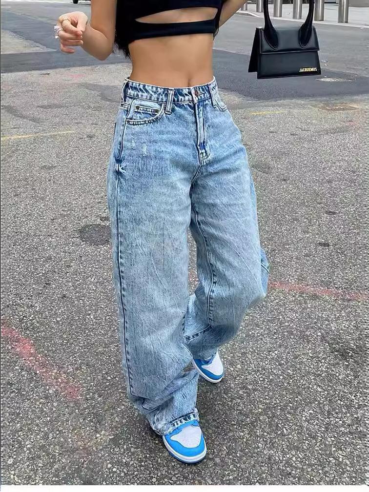 Cargo Loose Wide-Leg Jeans