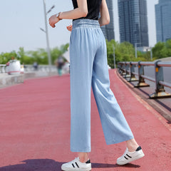 Sky Blue High Waist Pocketed Wide Leg Tencel Jeans