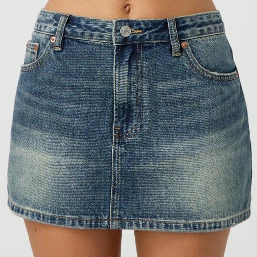 Slim Fit Casual Stretch Washed Denim Skirt