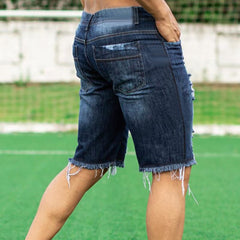 Slim Fit Raw Hem Denim Shorts