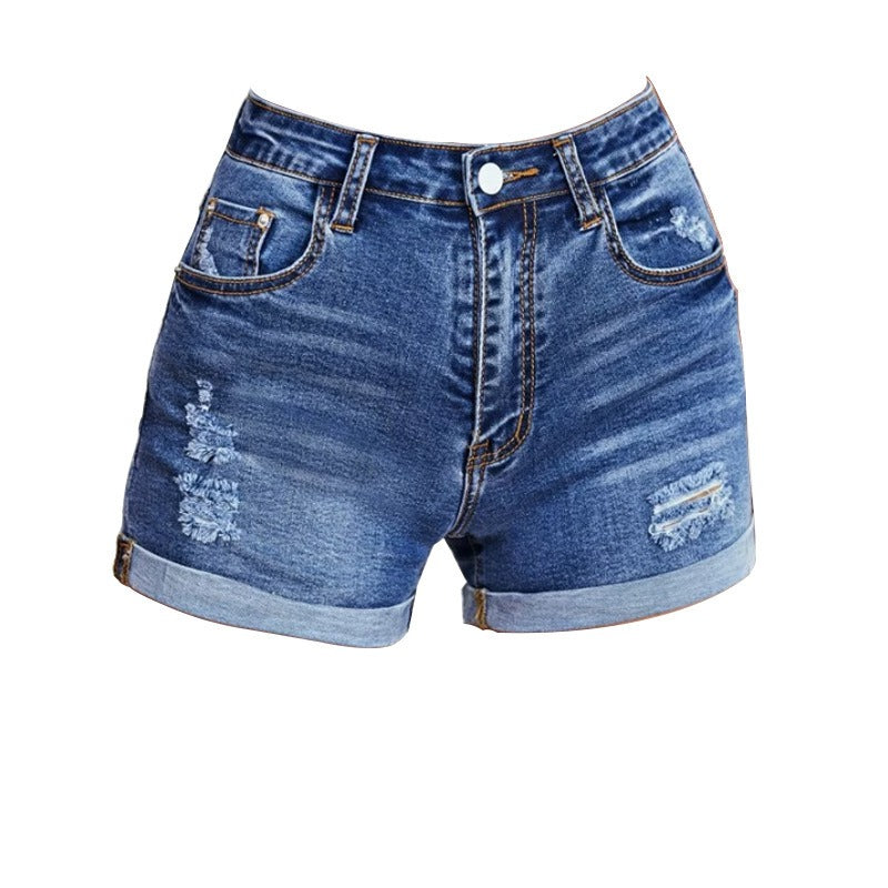 High-Waisted Ripped Stretch Jeans