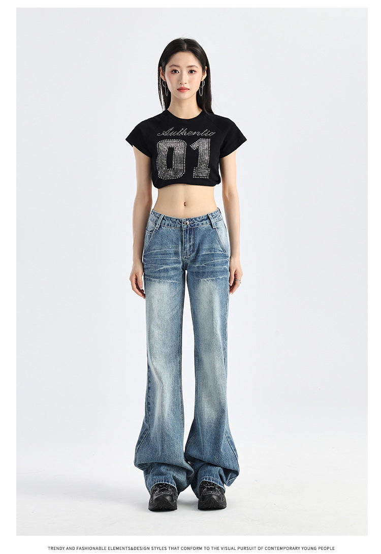 Loose straight-leg flared trousers