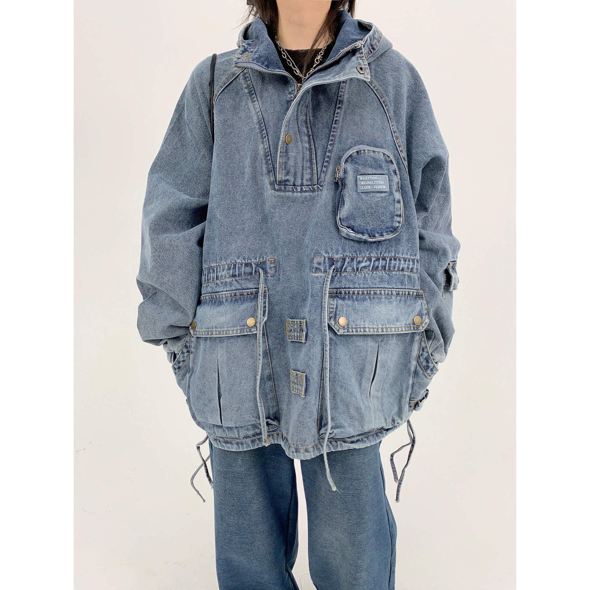 Jeansjacke für Damen mit großen Taschen