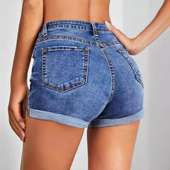 High-Waisted Ripped Stretch Jeans