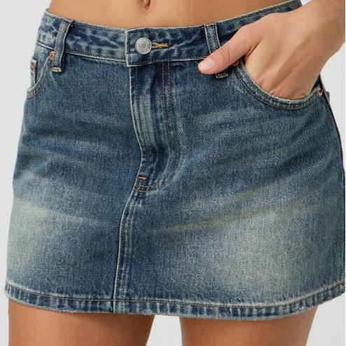 Slim Fit Casual Stretch Washed Denim Skirt