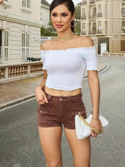 Street Stretch Solid-Colored Jeans And Shorts