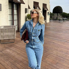 Light wash men denim overall