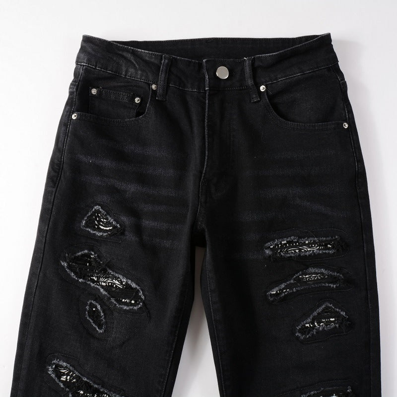 Stylish distressing skinny men jeans