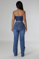 Fashion Ripped Straight Leg Jeans