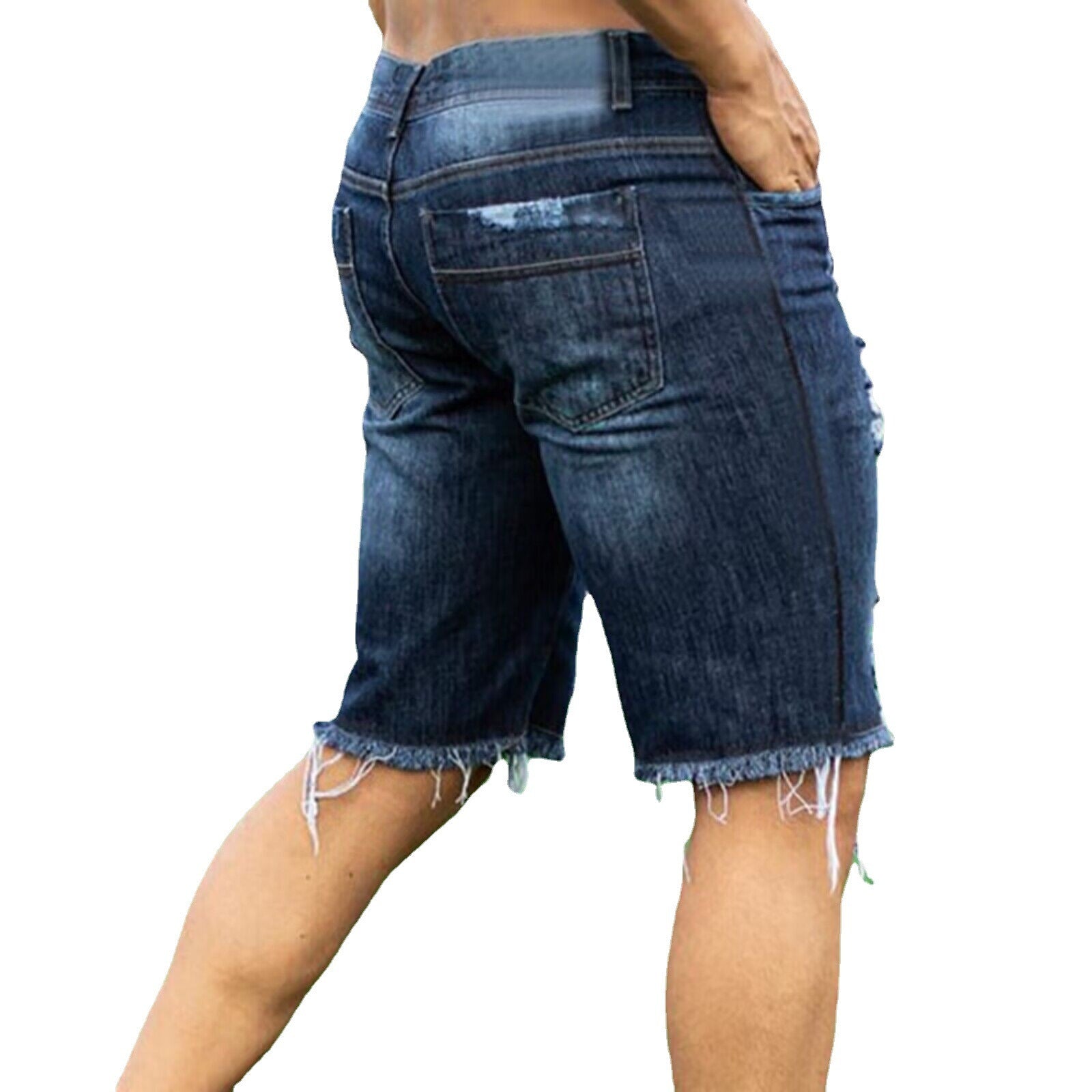 Slim Fit Raw Hem Denim Shorts