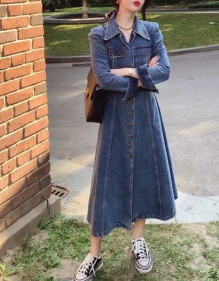 Raw hem vintage denim dress