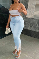 Fashion Skinny Fit Stretch Tassel High Waist Jeans