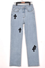 Fashion Low Rise Embroidered Hollow Stretch Skinny Jeans