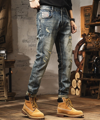 Aged trendy jeans for men