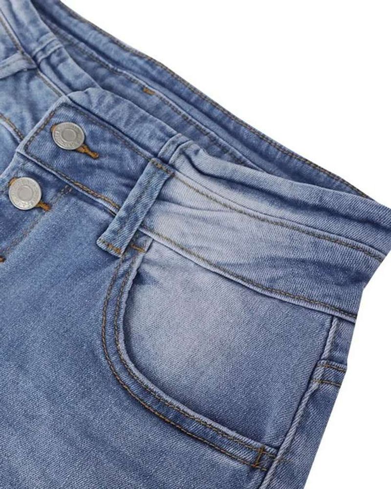 90er Vintage Jeans mit Knopfleiste und hoher Taille und ausgestelltem Bein