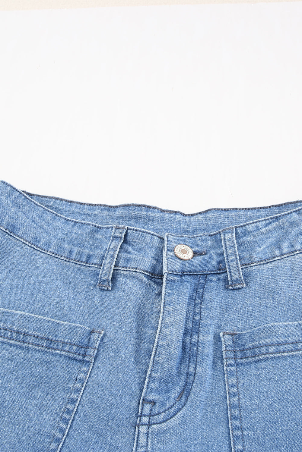 Sky Blue Vintage Casual Pocket Flared Jeans