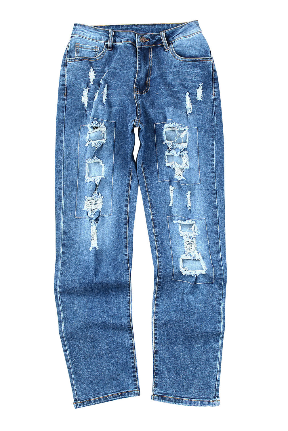 Distressed-Jeans mit geknöpften Taschen