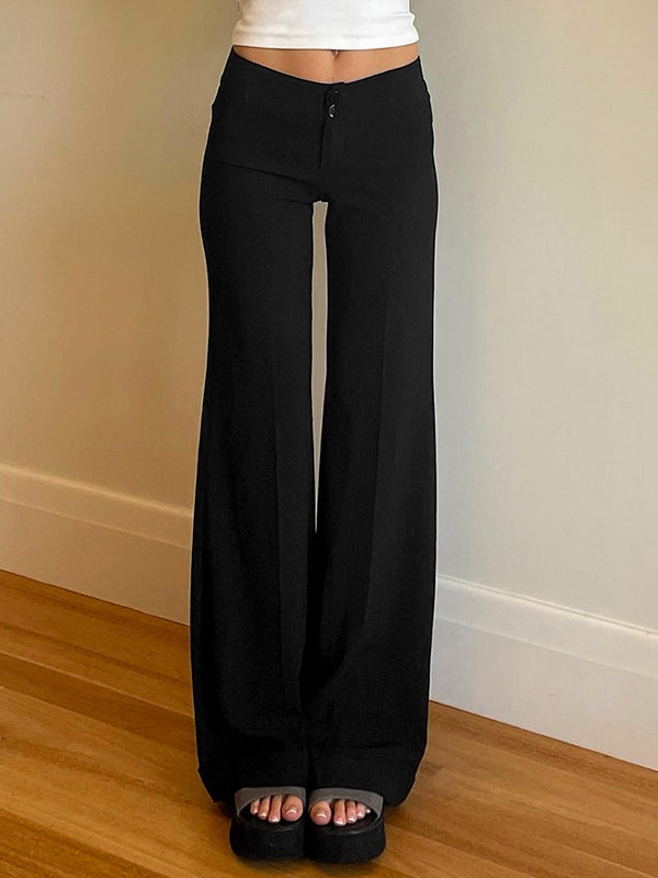 Black Vintage High Rise Straight Leg Flare Pants