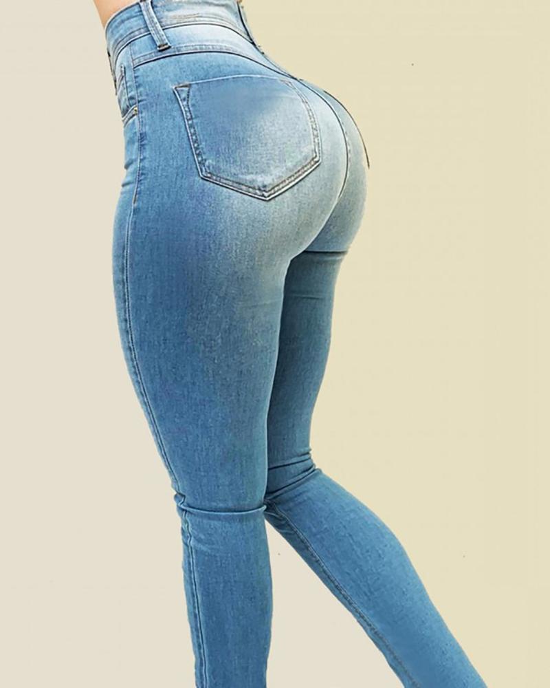 Pocket Detail High Waist Jeans