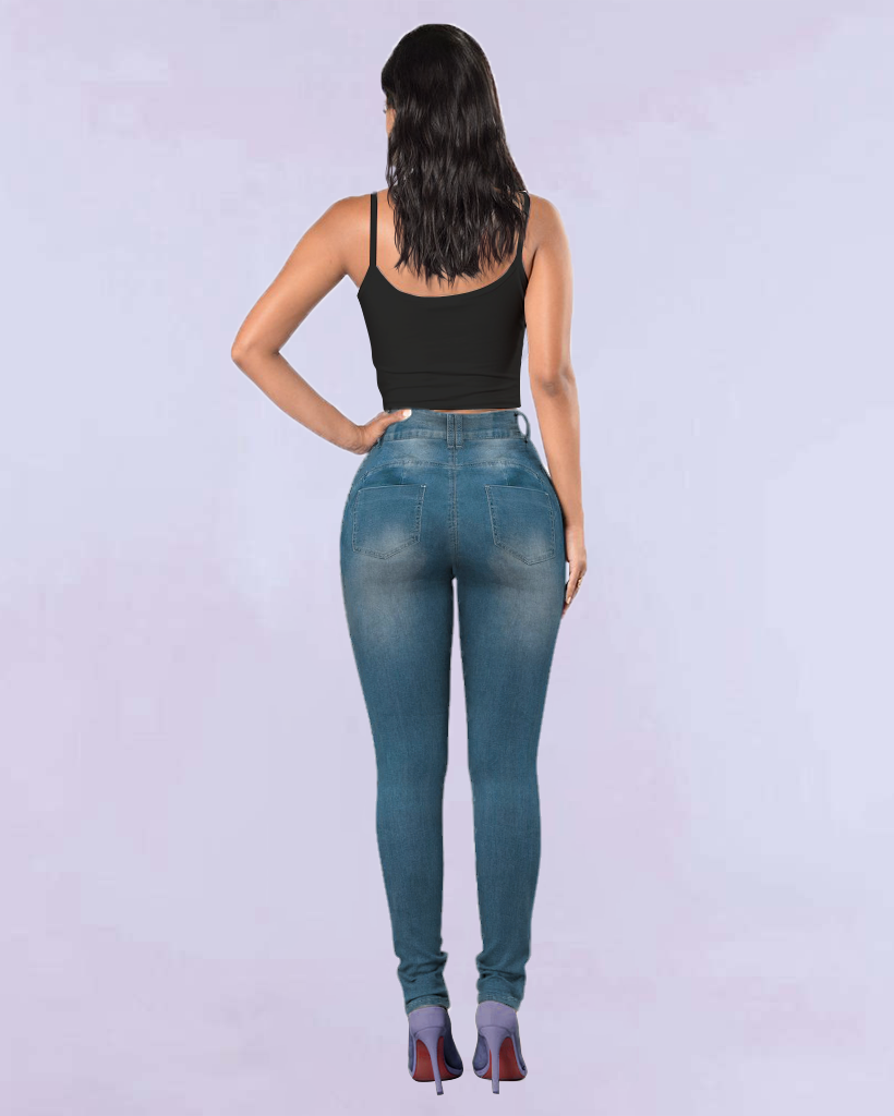 Extreme Distressed High Waist Skinny Jeans