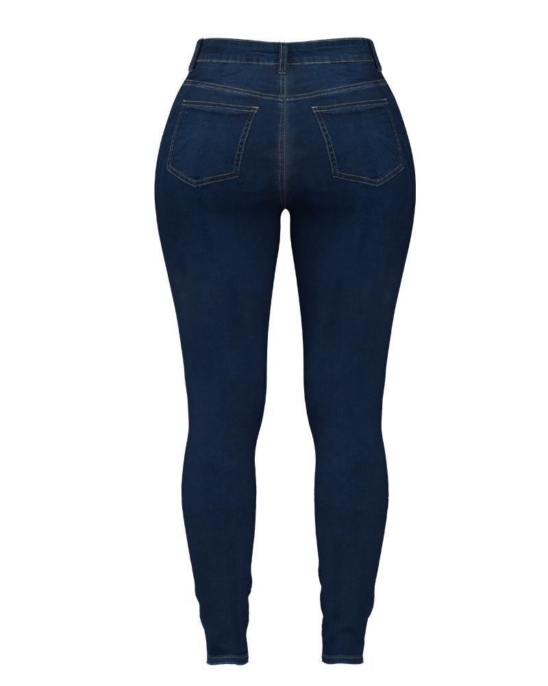 Double Breasted High Waist Skinny Jeans