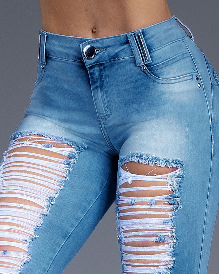 Extreme Distressed Stretch Butt Lifting Skinny Jeans