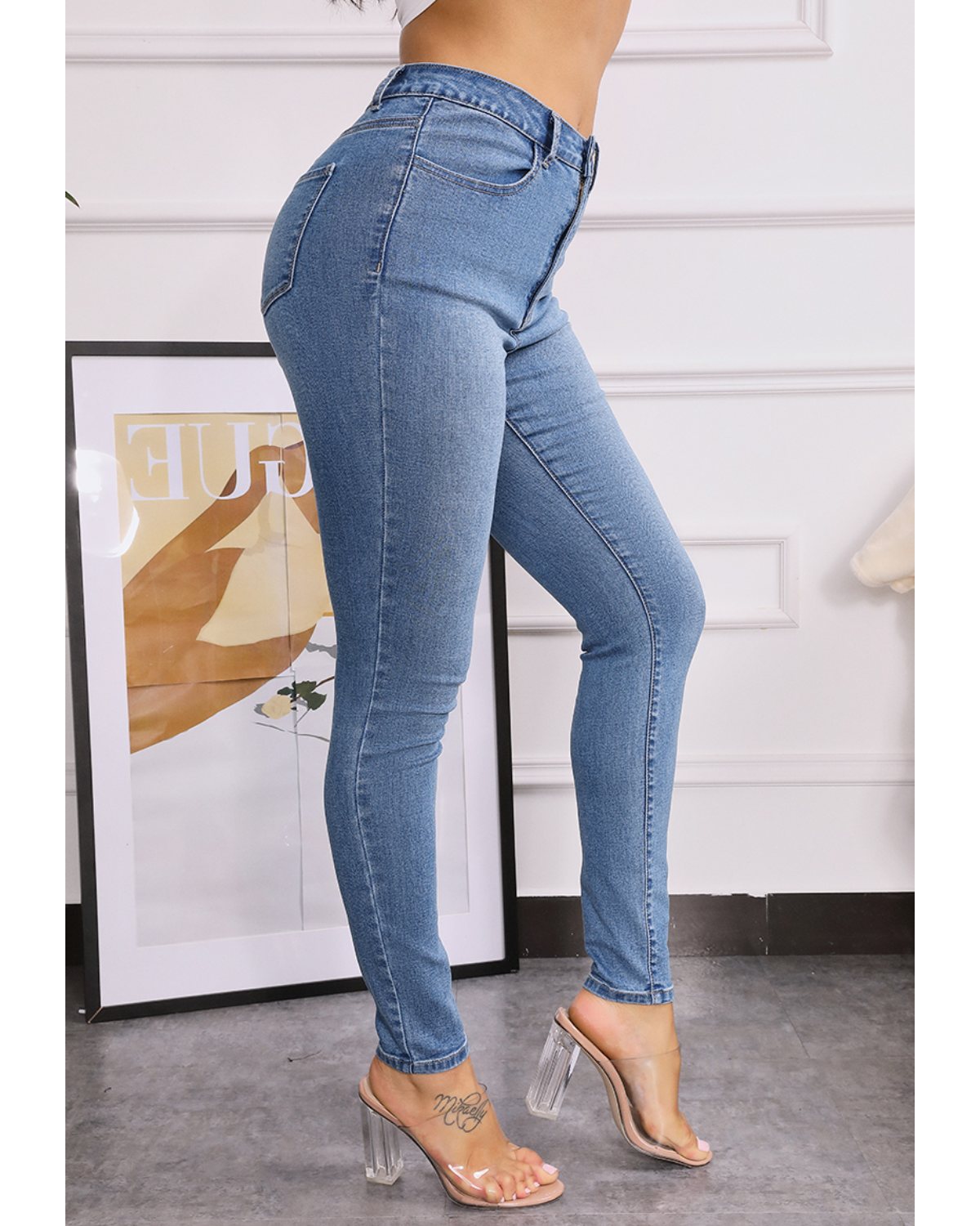 Elastic High Waist Butt Lifting Jeans