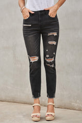 Pantalones vaqueros boyfriend desgastados negros