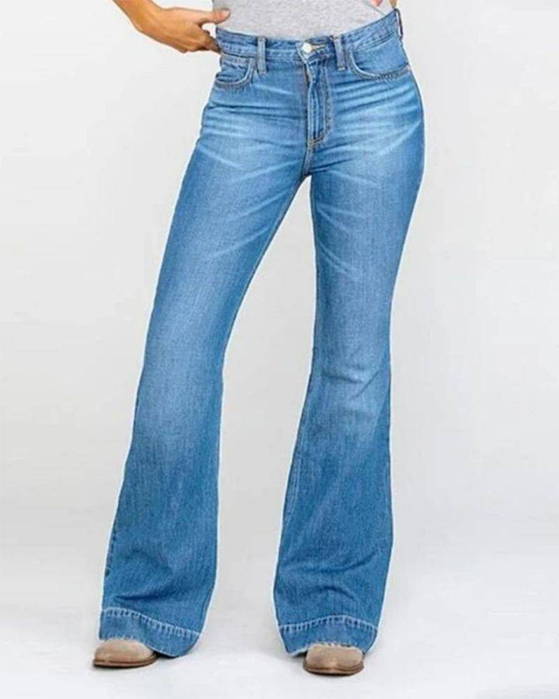 Classic Flare Hem High Waist Jeans