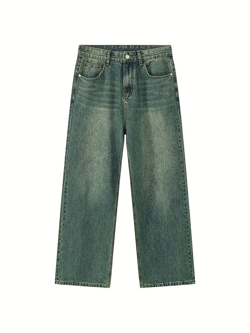 Herren Vintage Distressed Baggy Jeans mit verblasstem Effekt