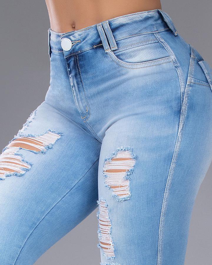 Distressed Butt Lifting Skinny Jeans