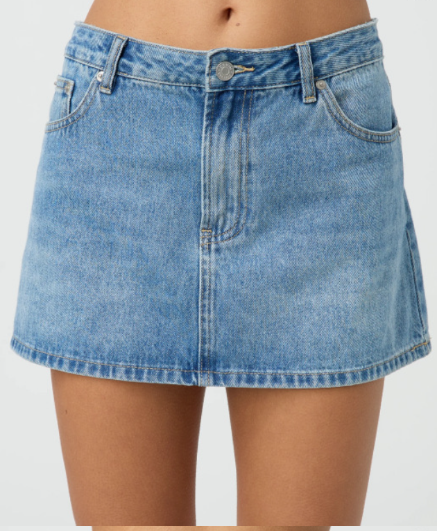 Slim Fit Stretch Washed Denim Mini Skirt