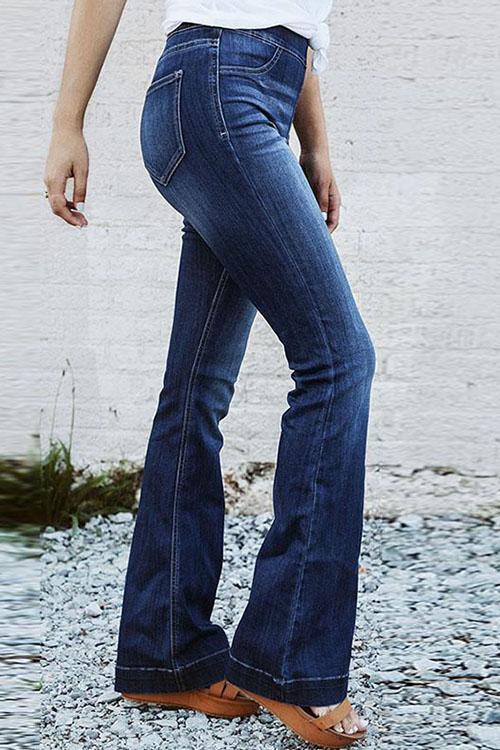 Denim Solid Mid Waist Jeans