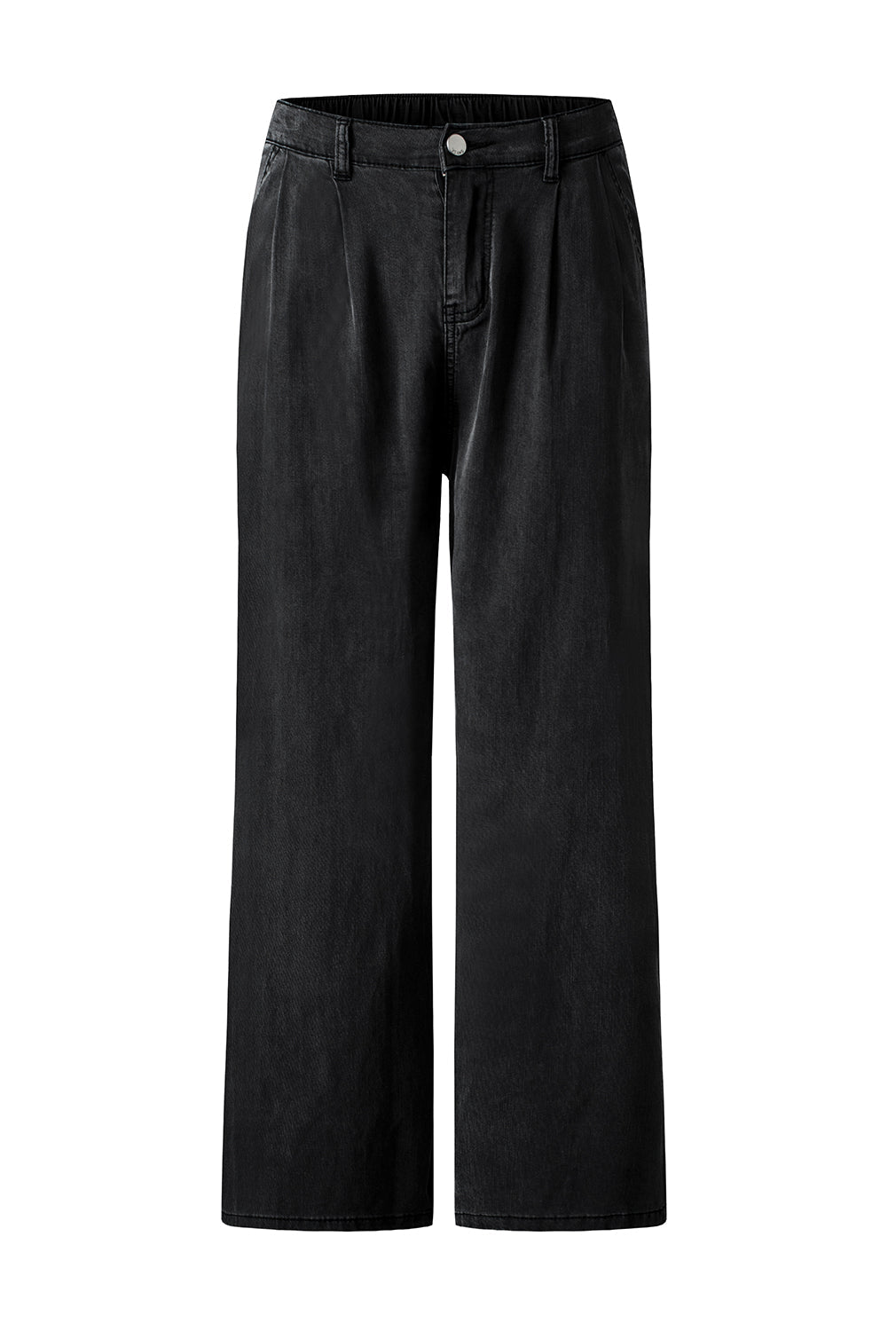 Pantalones vaqueros suaves de pierna ancha de tencel negro