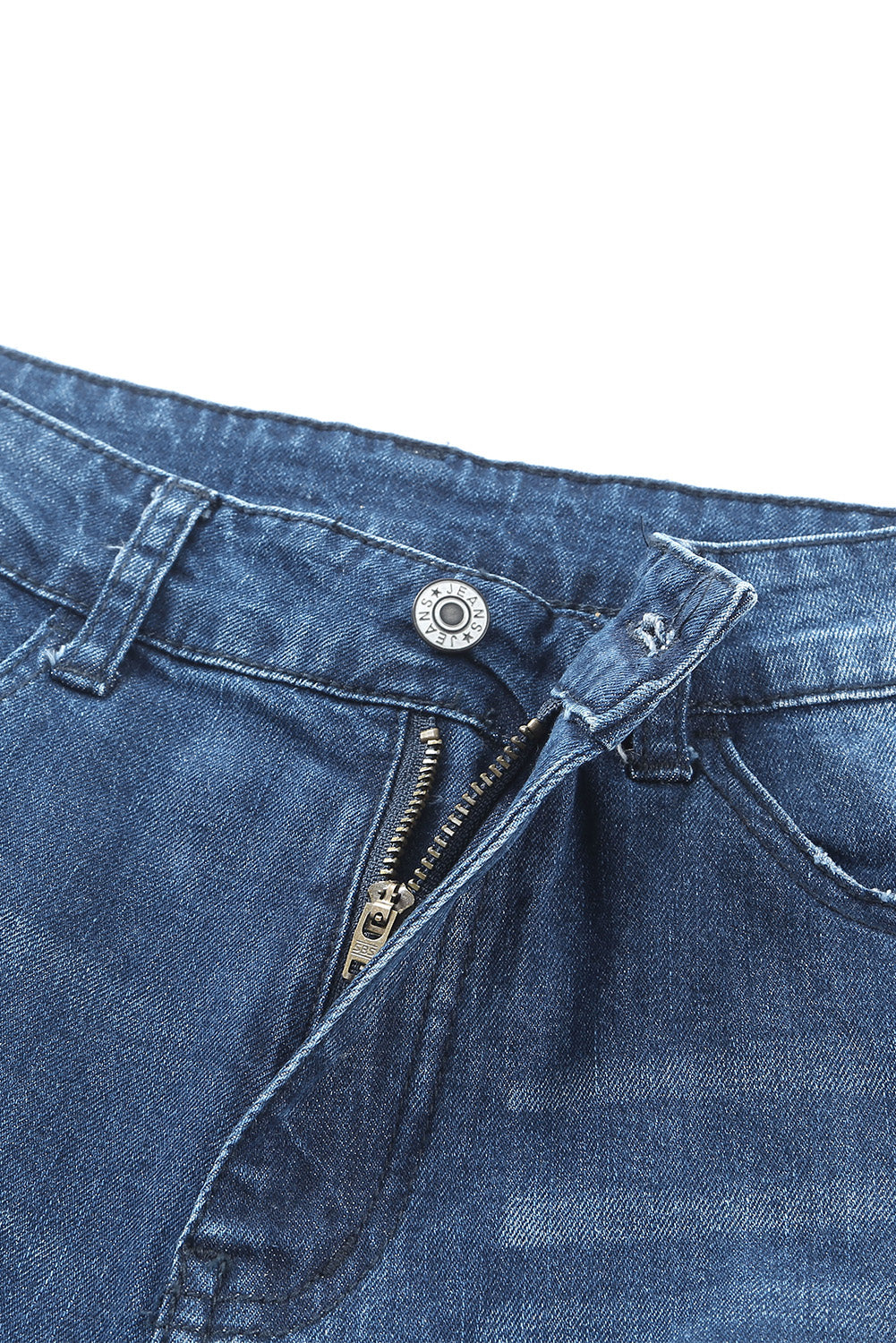 Blaue Skinny Jeans mit hoher Taille und Used-Look